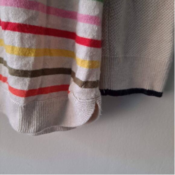 Talbots Womens Beige Multicolored Stripe Contrasting Sleeve Sweater - Size 2X - Picture 11 of 13